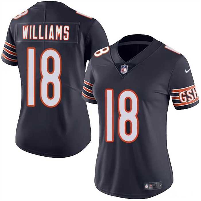 Womens Chicago Bears #18 Caleb Williams Navy 2024 Draft Vapor Stitched Jersey Dzhi